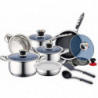 Batterie de cuisine 16 pcs en inox et effet pierre