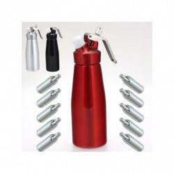 Siphon chantilly ALUMINIUM chaud/froid 500 ml - 2ème génération + 10 recharges