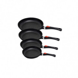 Lot de 4 poêles effet pierre 30-28-24-20 cm avec manches amovibles - KAMBERG