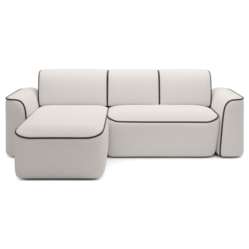 Canapé d\'angle convertible électrique tissu boucle LUMIA