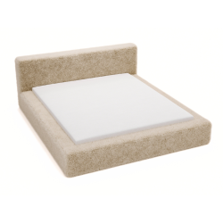 Lit coffre tissu fourrure poil long - LUCIE
