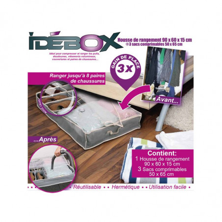 Range chaussures + 3 housses de rangement sous vide 65 x 50 cm