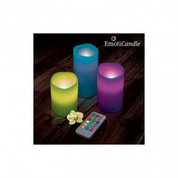 Set de 3 bougies à LED 12 couleurs avec télécommande
