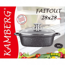 Faitout carré 28x28 cm effet pierre